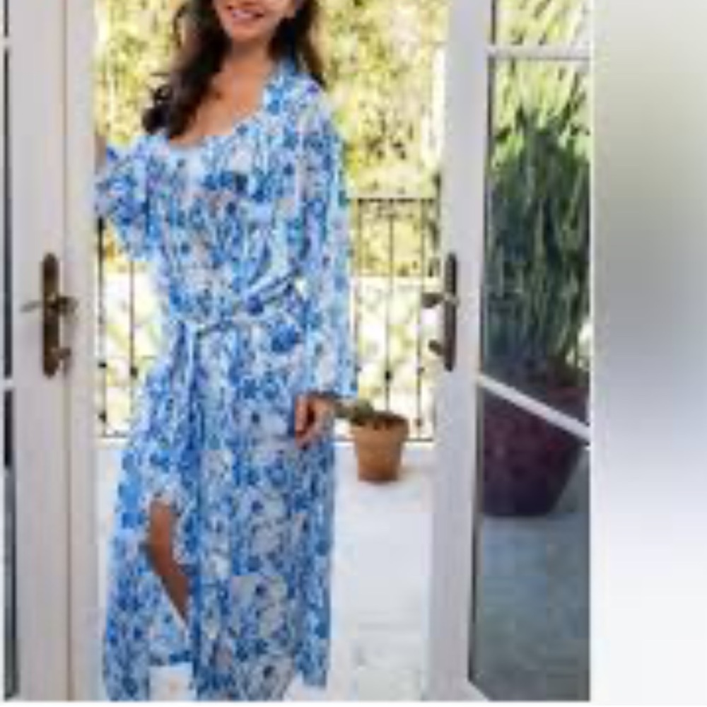 NEW💙🤍Kenny Flowers The Côte d'Azur" Pajama Robe $128 - Picture 2 of 4